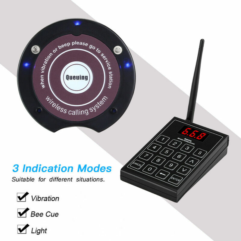 Restaurant Wireless Paging Equipment +10 Coaster Pagers Fast Food Calling system