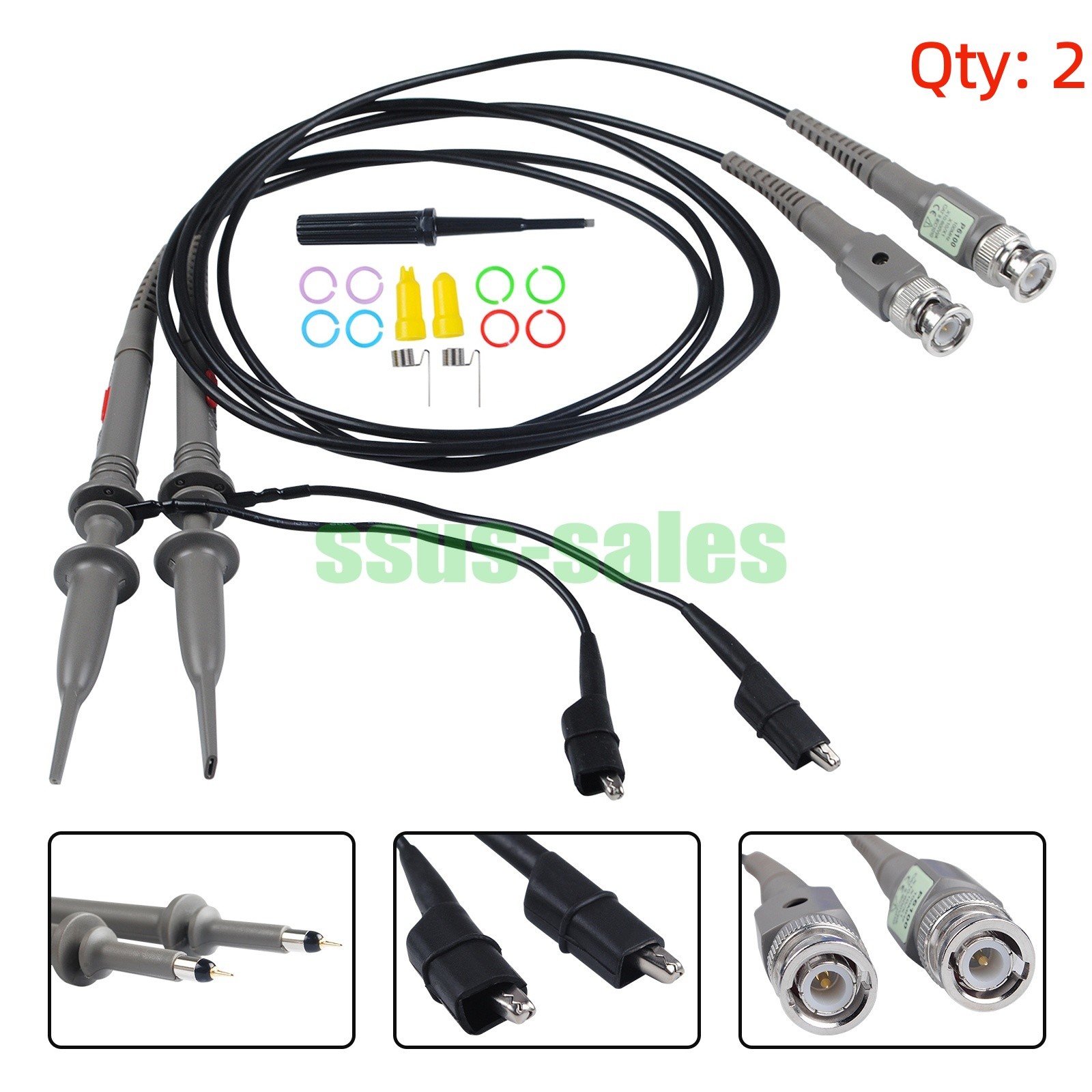Four-Pack BNC Oscilloscope Probe P6100 100MHz 1.2M X1 X10 ±２％ SMD 600V（DC+ACp-p)