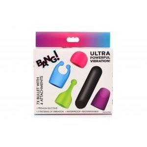Bang Rechargeable Bullet Vibrator with 4 Glow Attachments