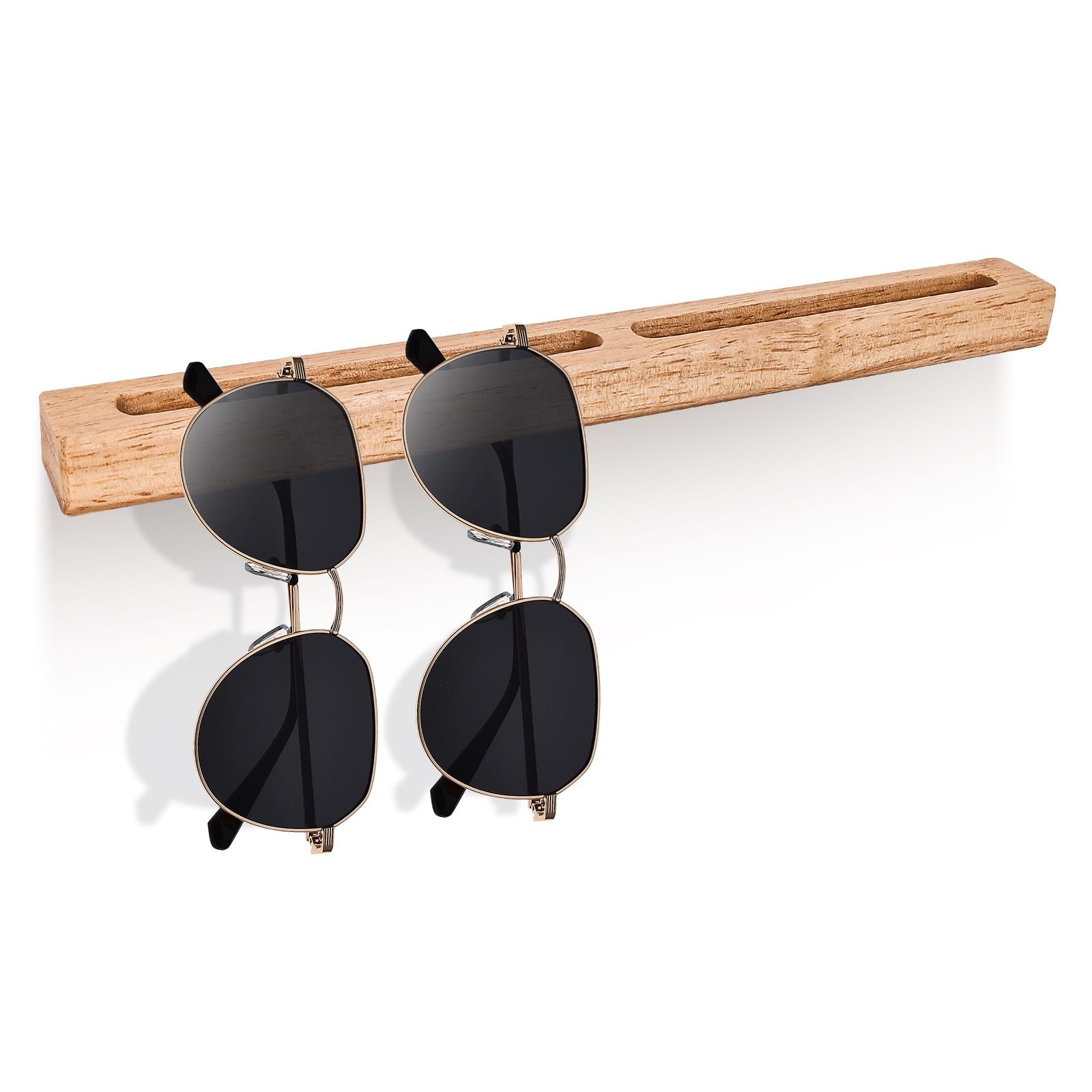 ZELURA Wall Mounted Sunglasses Organizer, Wooden Glasses Display Rack, Multi-...