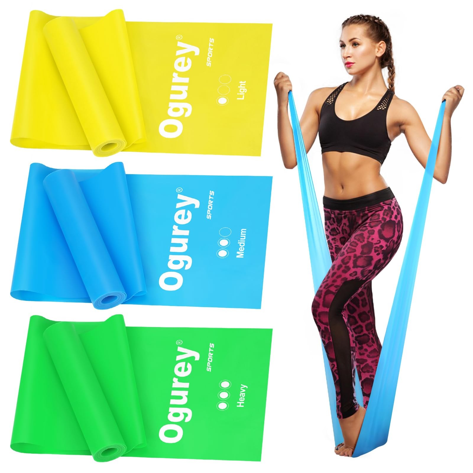 Resistance Bands, Professional Exercise 59", Yellow, Blue, Green