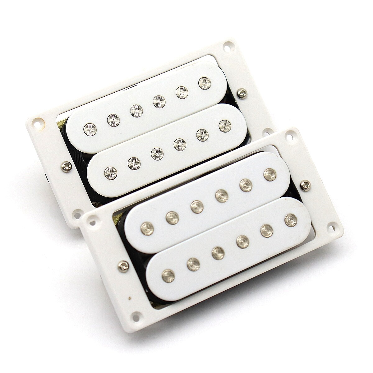 Alnico Guitar Neck&Bridge Humbucker Pickup White w/White Ring Set for LP Guitar