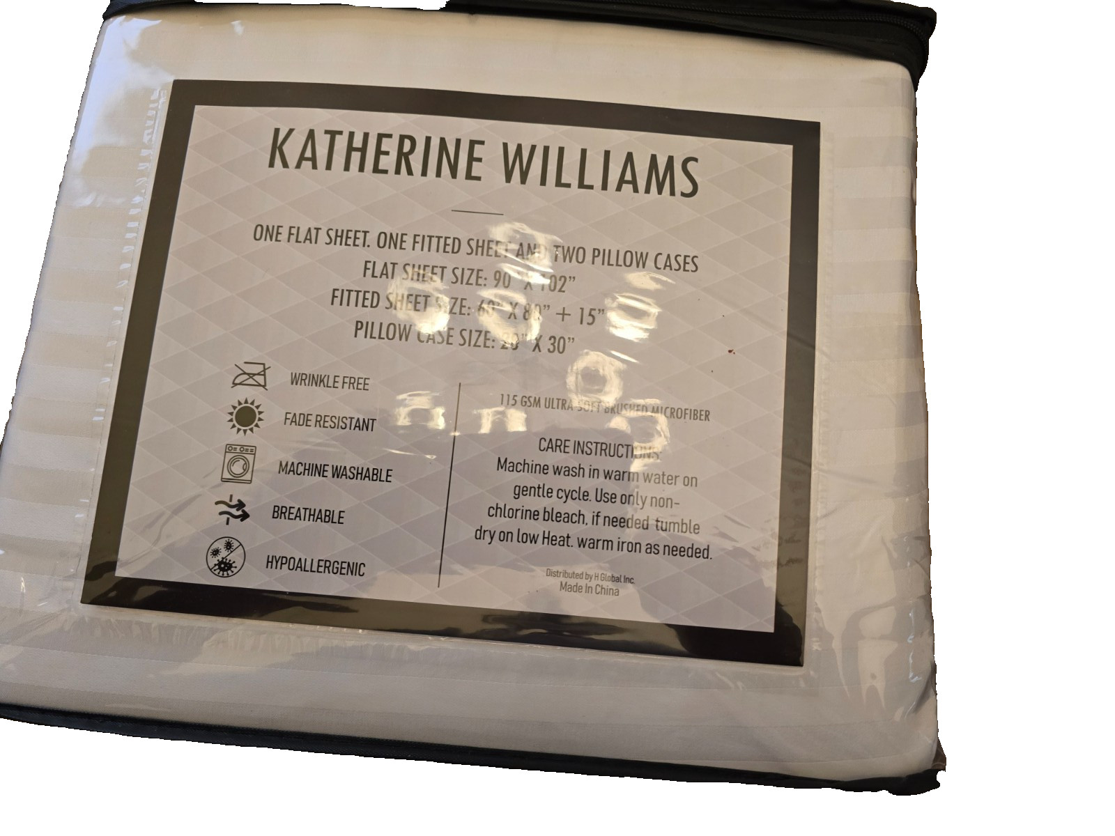 Queen soft brushed microfiber sheet set 4 pieces Kathrine Williams New in packas