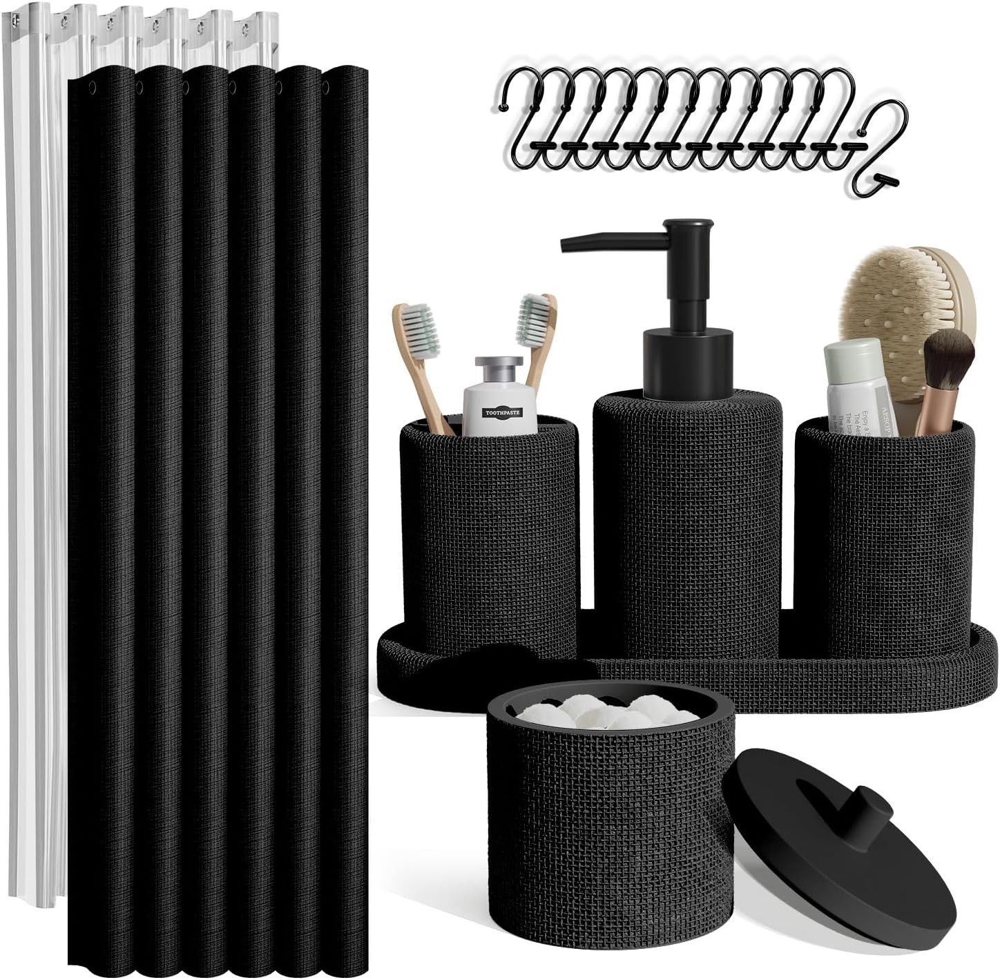Bathroom Set - Black Bathroom Accessories Set, 19PC Bathroom Accessory Set