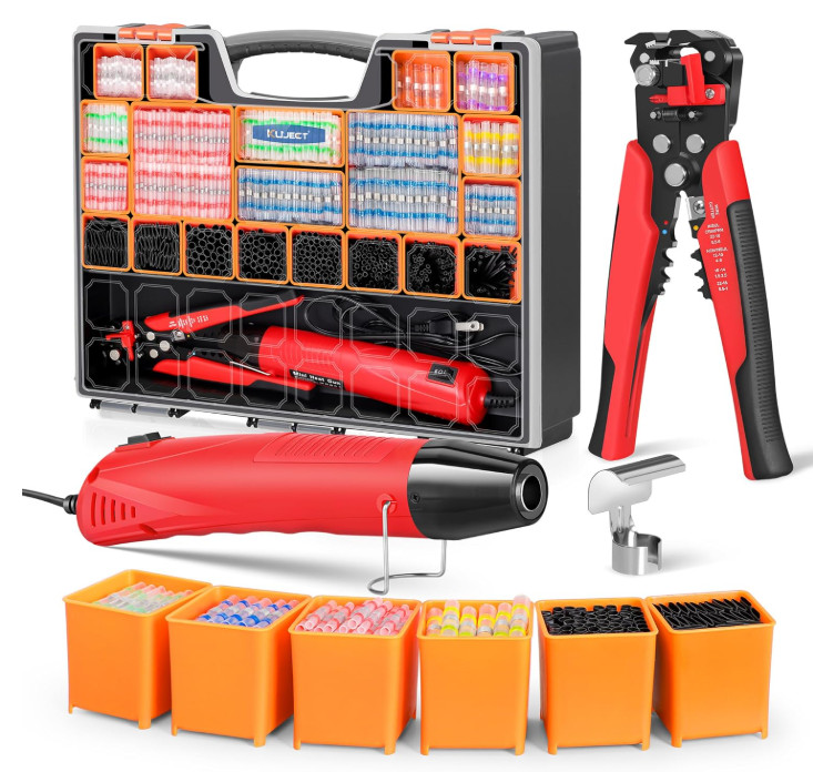 Kit 2000 Conectores Termorretráctiles con Pistola de Calor y Pelacables
