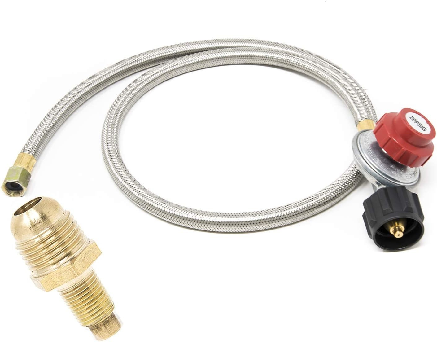 4 Feet Steel Braided Propane Hose Adjustable Pressure for Turkey Fryers and