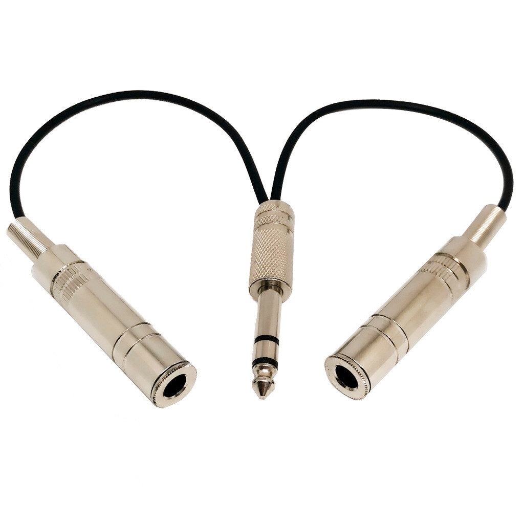 2pcs 1/4" Stereo Male to Dual 1/4" TRS Female Audio Y Splitter Cable Connector