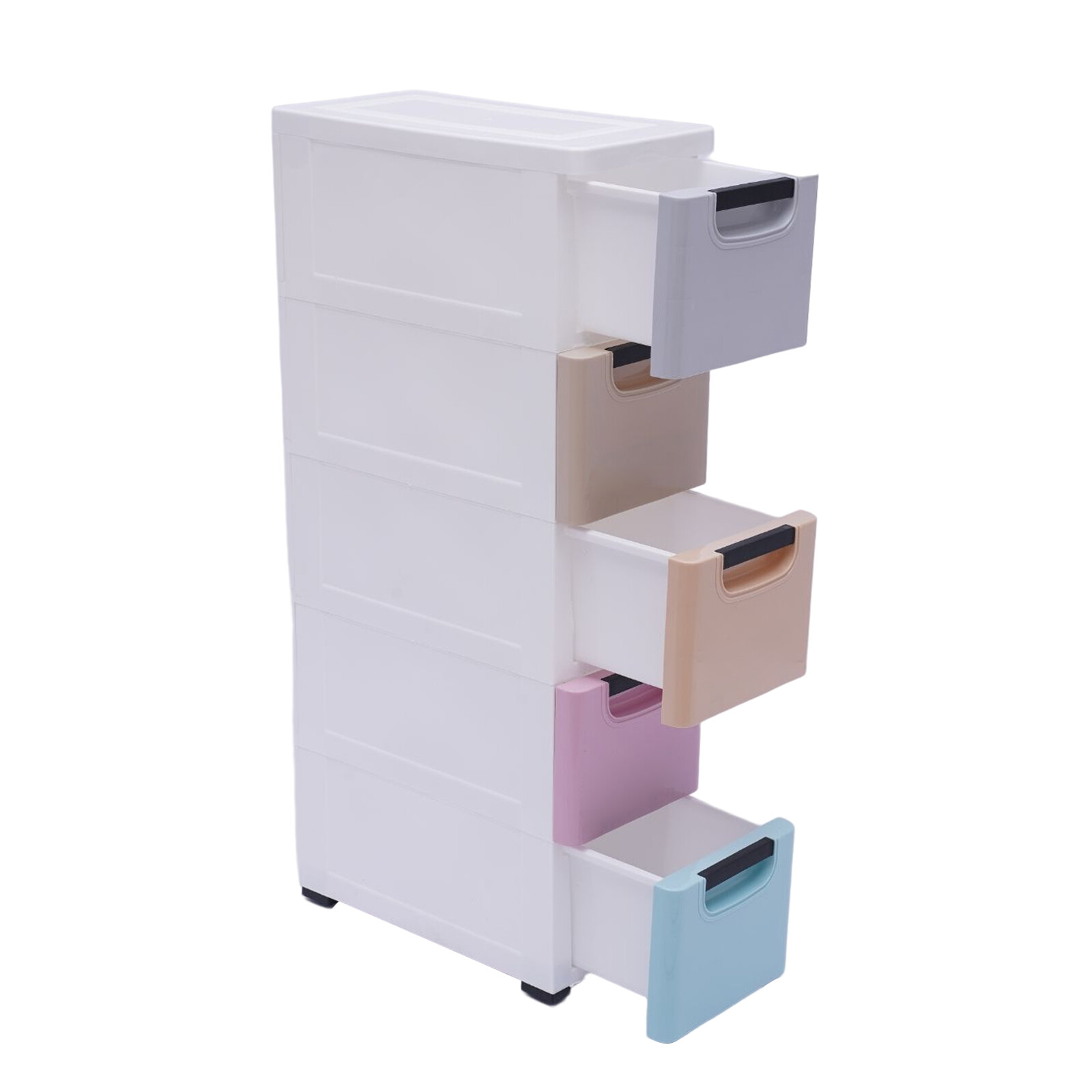 Stackable Vertical Storage Cabinet Clothes Storage Box w/5 Drawers PP Plastic