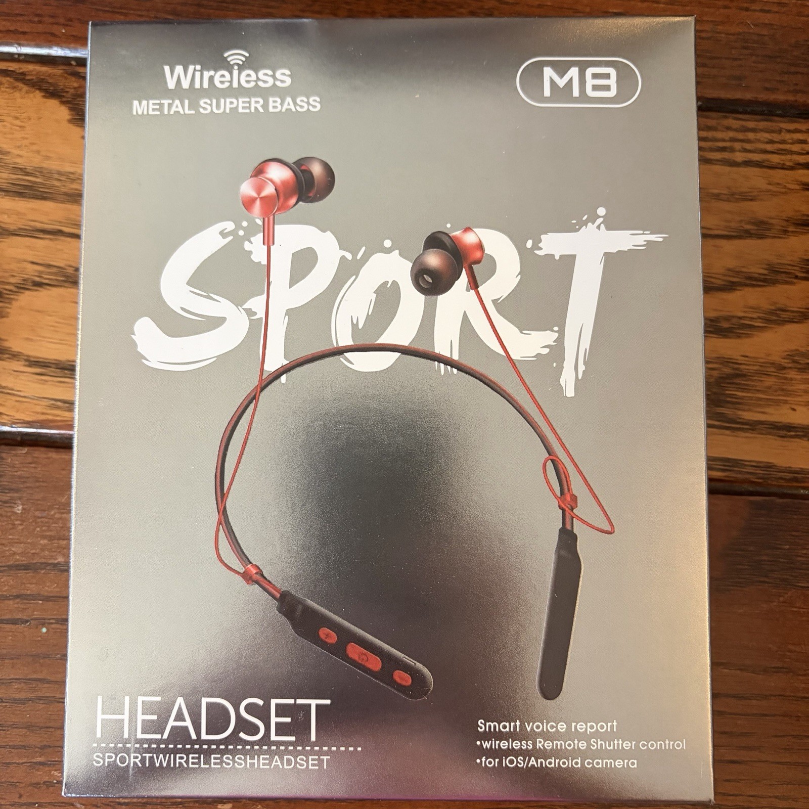 Wireless Sport Headphones Red Remote Camera Control Super Bass iOS / Android