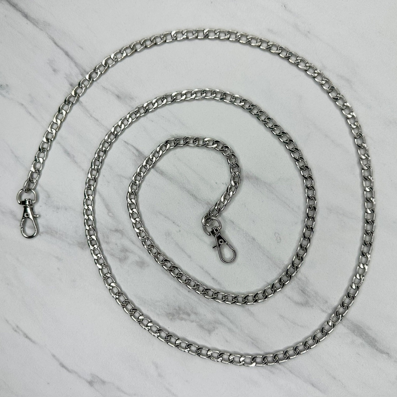 Silver Tone Chain Link Purse Handbag Strap Replacement 48" Crossbody