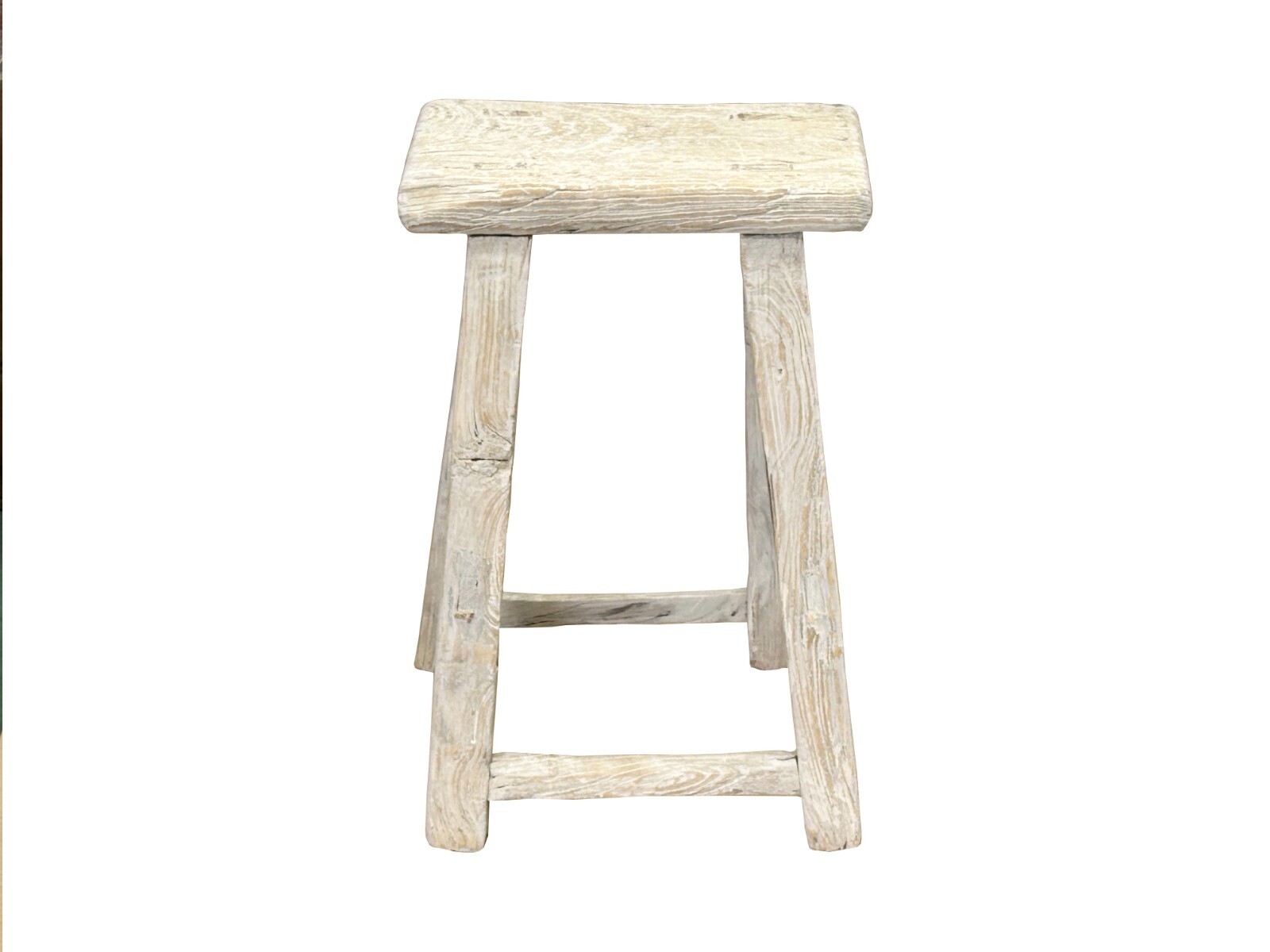 Rustic Raw Rough Wood Grain Rectangle Slim Stool Bench Side Table ws4616