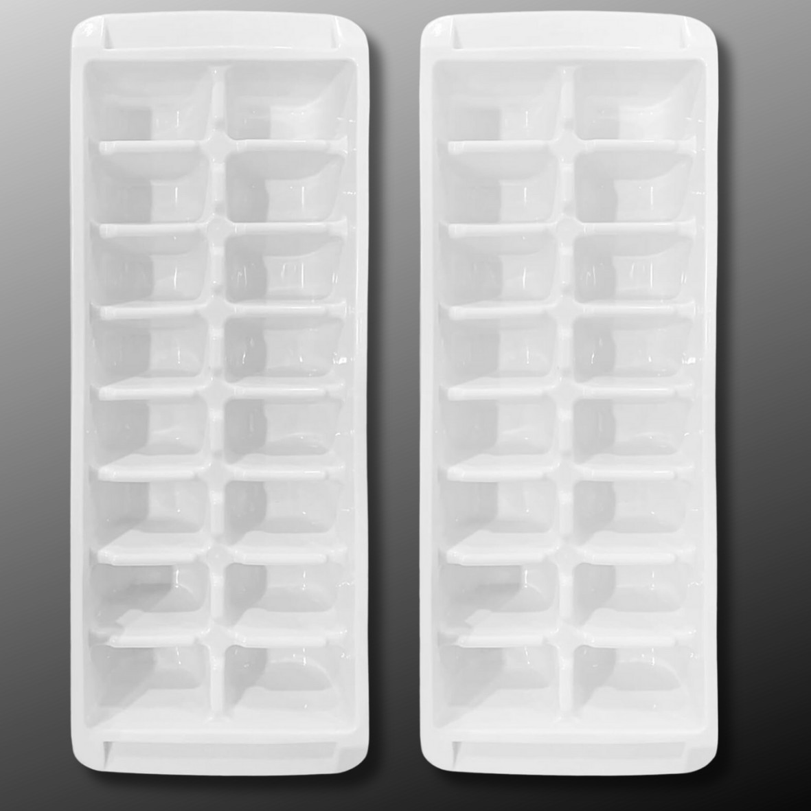 Set of Two Stacking Ice Cube Trays - Plastic, White