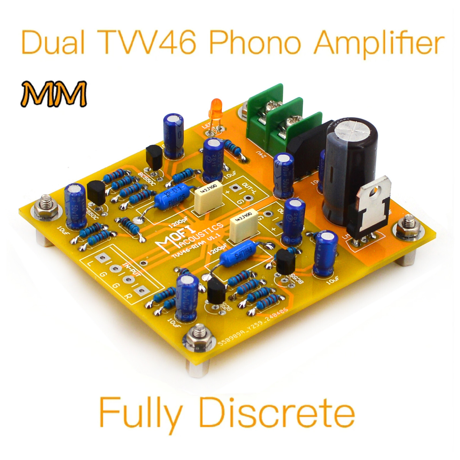1pc Dual TVV46-Fully Discrete Phono Amplifier(MM) RIAA Finished Board