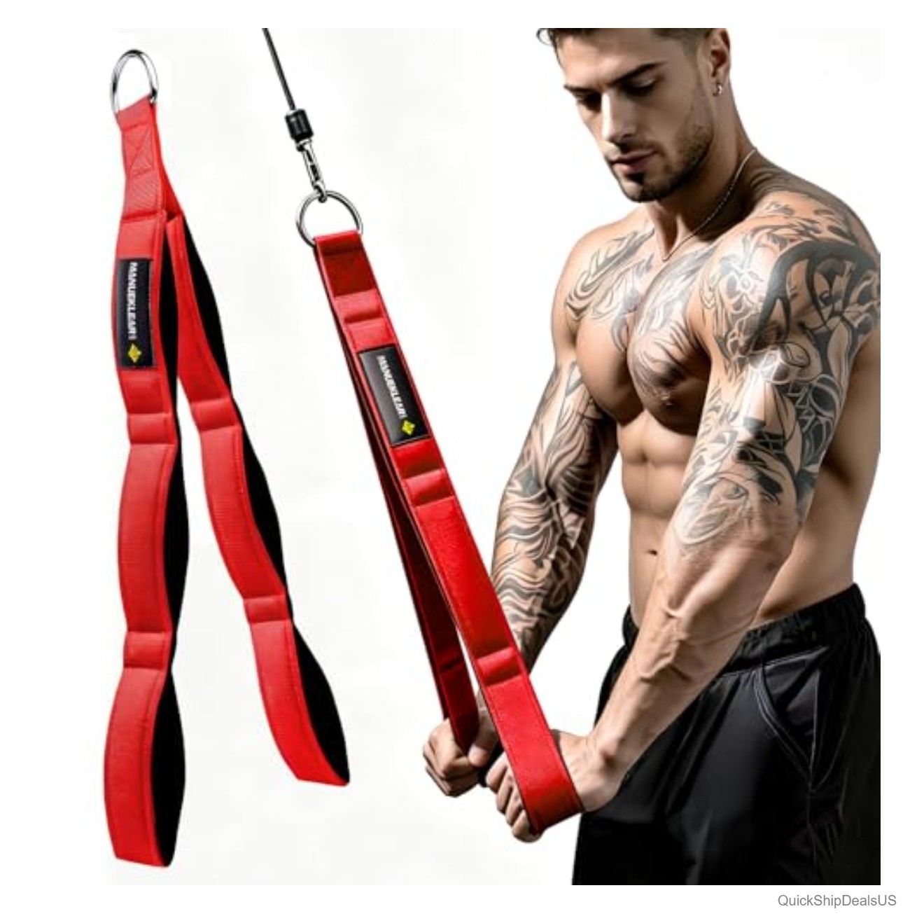 Tricep Rope Cable Attachment Ergonomic Handles Nylon Heavy Duty D Ring for Gym