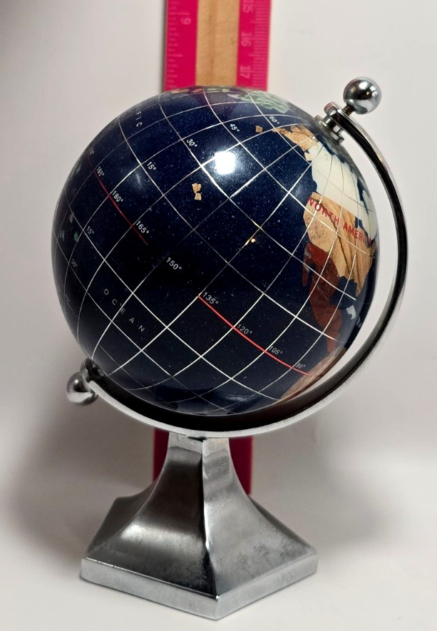 5.5" Gemstone World Desktop Globe Deep Blue With Silver Tone Base