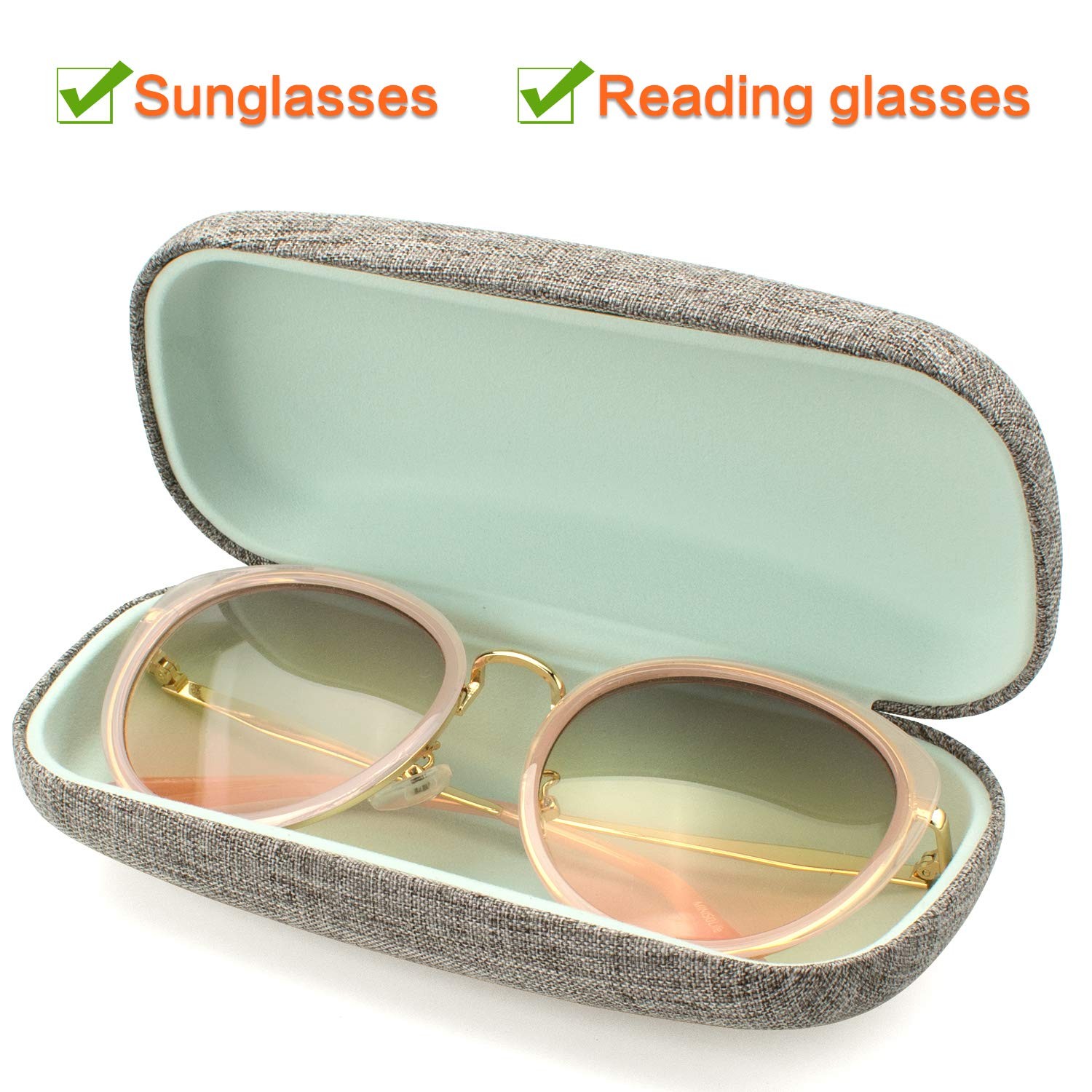 Hard Shell Sunglasses Case, Large Linen Fabric Protective Glasses Case for Me...
