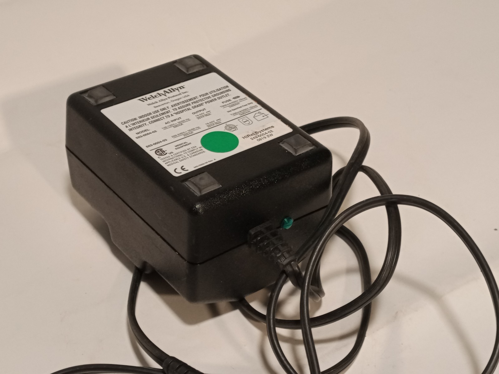 Welch Allyn 503-0054-02 medical power supply, 16–24V 25VA, 100–120VAC, as shown