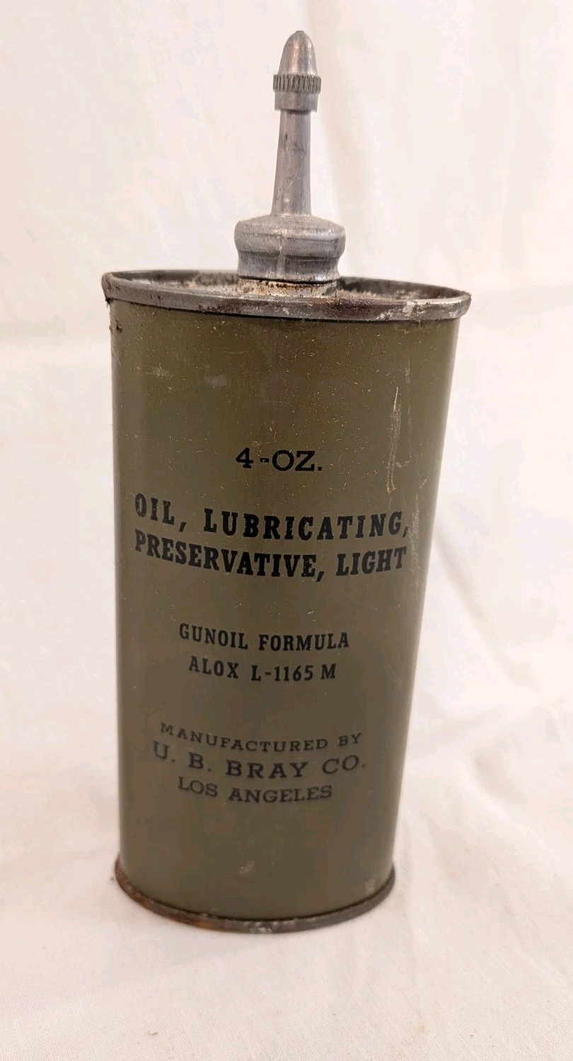 NOS WWII Era Military Issued Gunoil Formula Alox L - 1165 M U.B. Bray Co. 4oz.