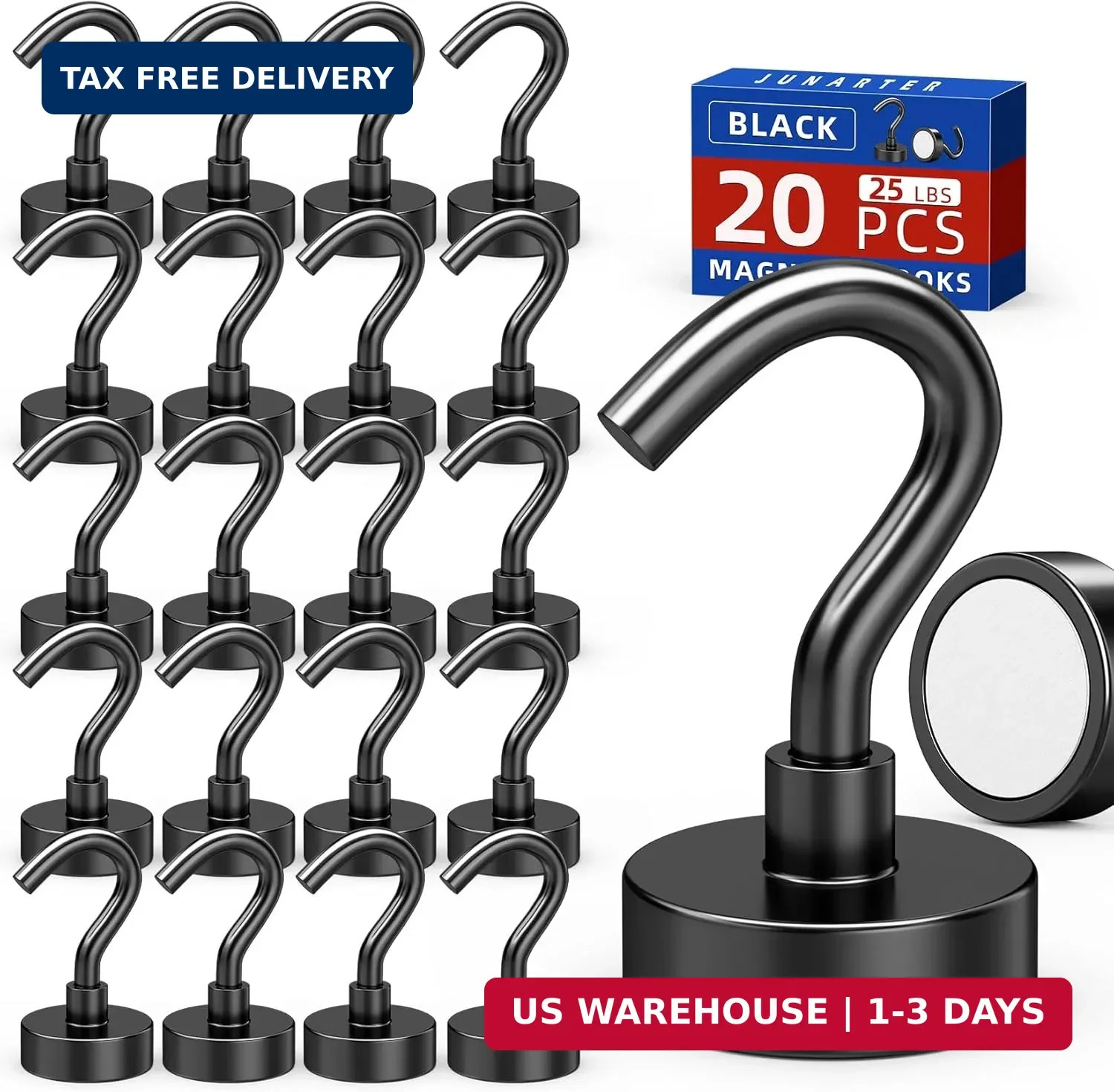 20 Pack Magnetic Hooks, 30lbs Magnet Hooks for Cruise Cabins, Black Strong Magne