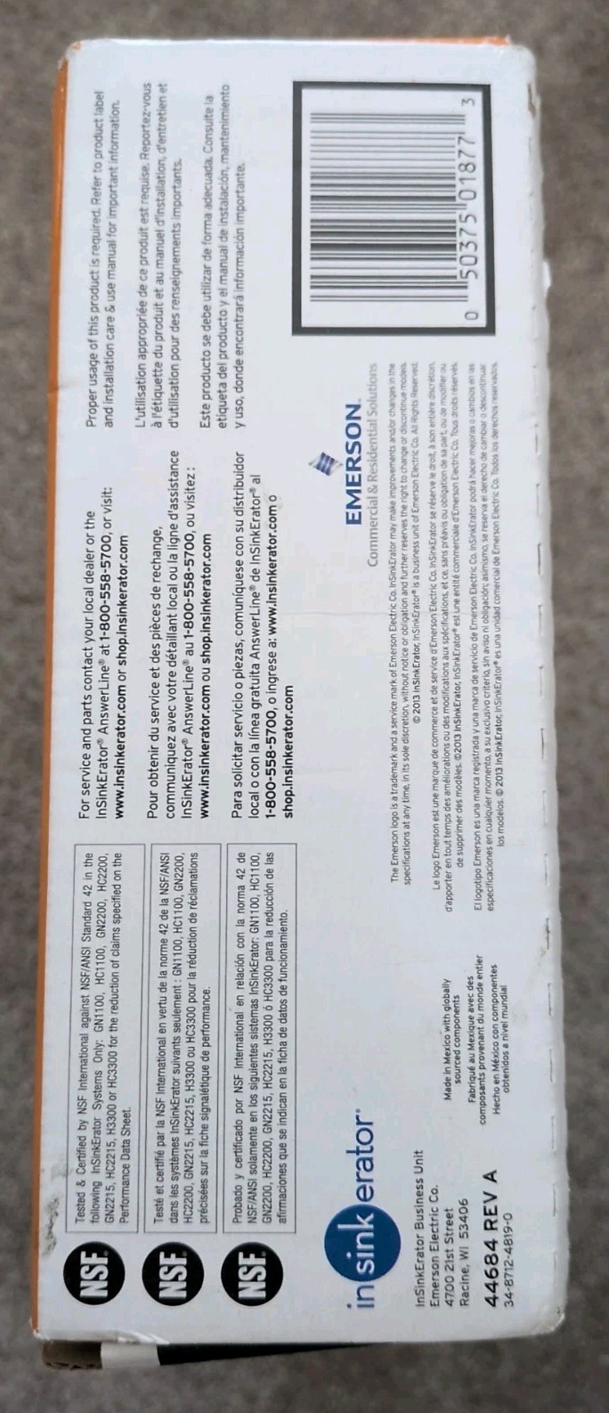 New INSINKERATOR Water Filtration System F-1000S Filter