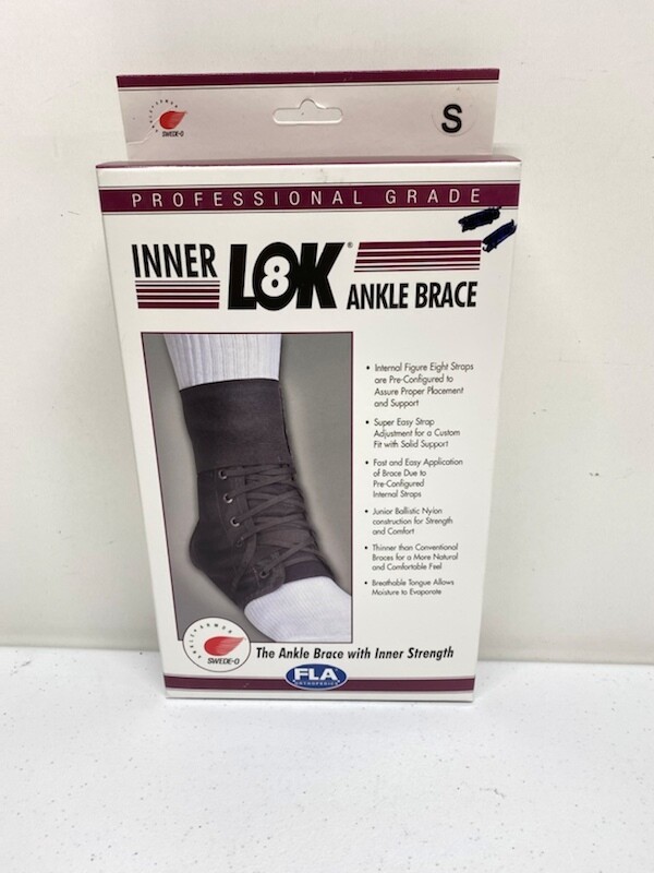 Small  Ankle Brace Lace Up FLA Inner Lok 8,  Unisex 40-5111SMBLK New
