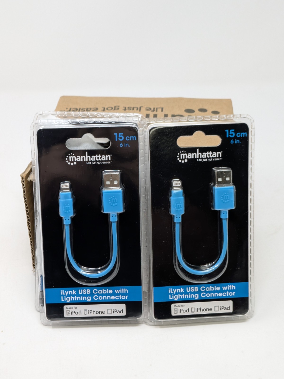 Manhattan iLynk USB to Lightning Cable 6" MFi Certified - NEW - 2 Pack