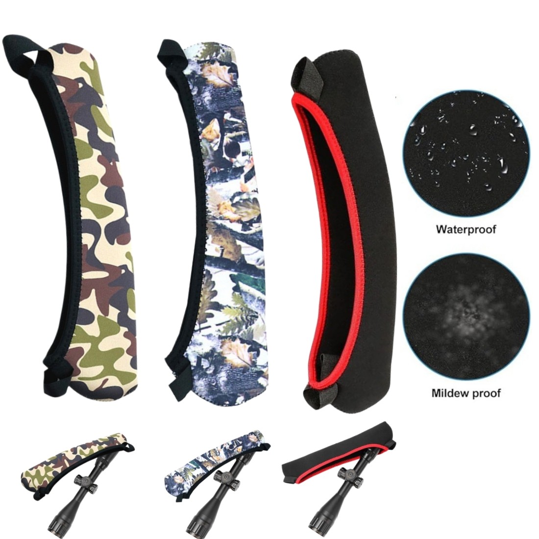 3Pk Tactical Neoprene Rifle Scope Cover Sheath Black Hunting Telescope Protector
