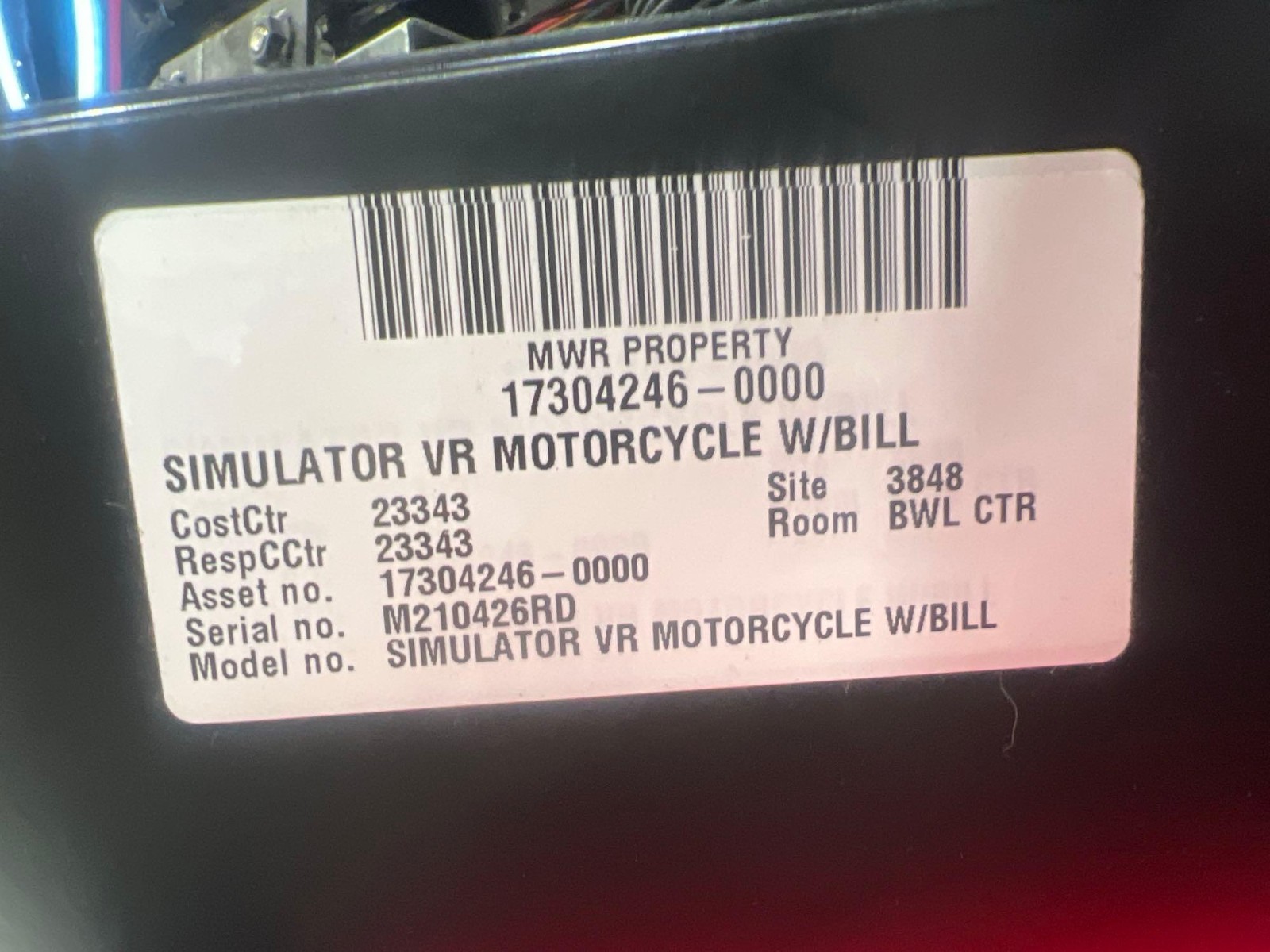 VIRTUAL REALITY VRMOTO MOTORCYCLE SIMULATOR WITH BILL ACCEPTOR