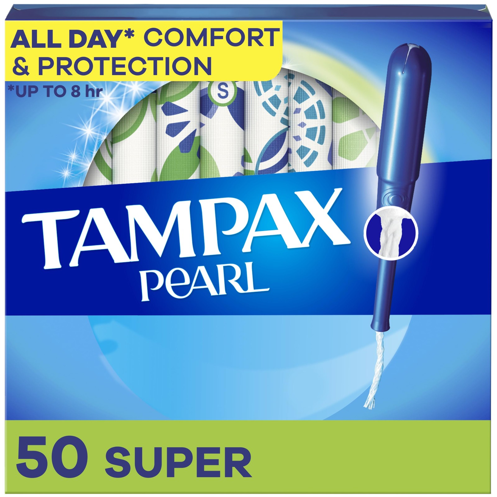 Pearl Tampons for Women, with LeakGuard Braid, Super Absorbency, Unscented, 5...
