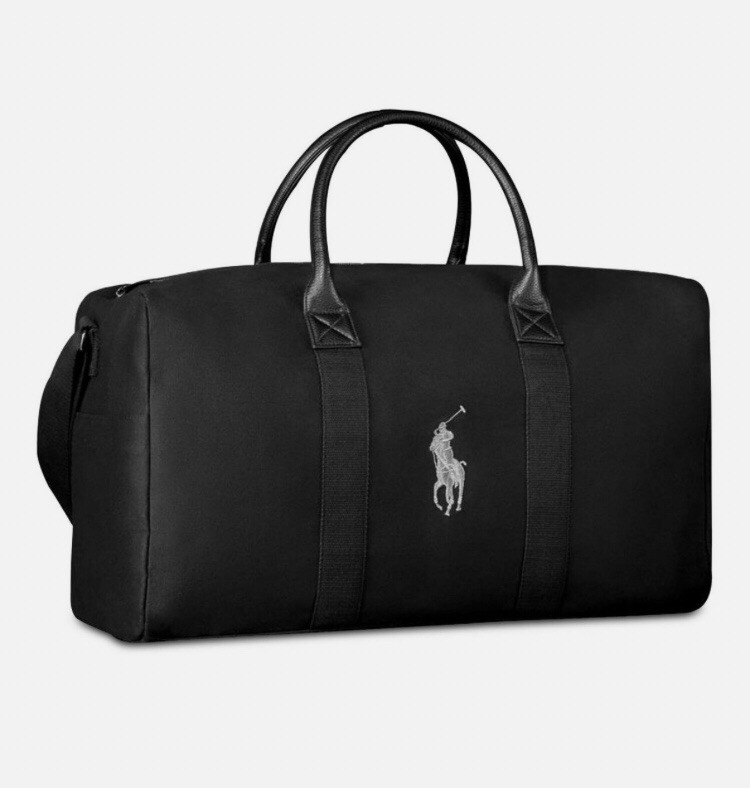 Polo Ralph Lauren Large Duffel Weekender Bag In Black With Shoulder Strap