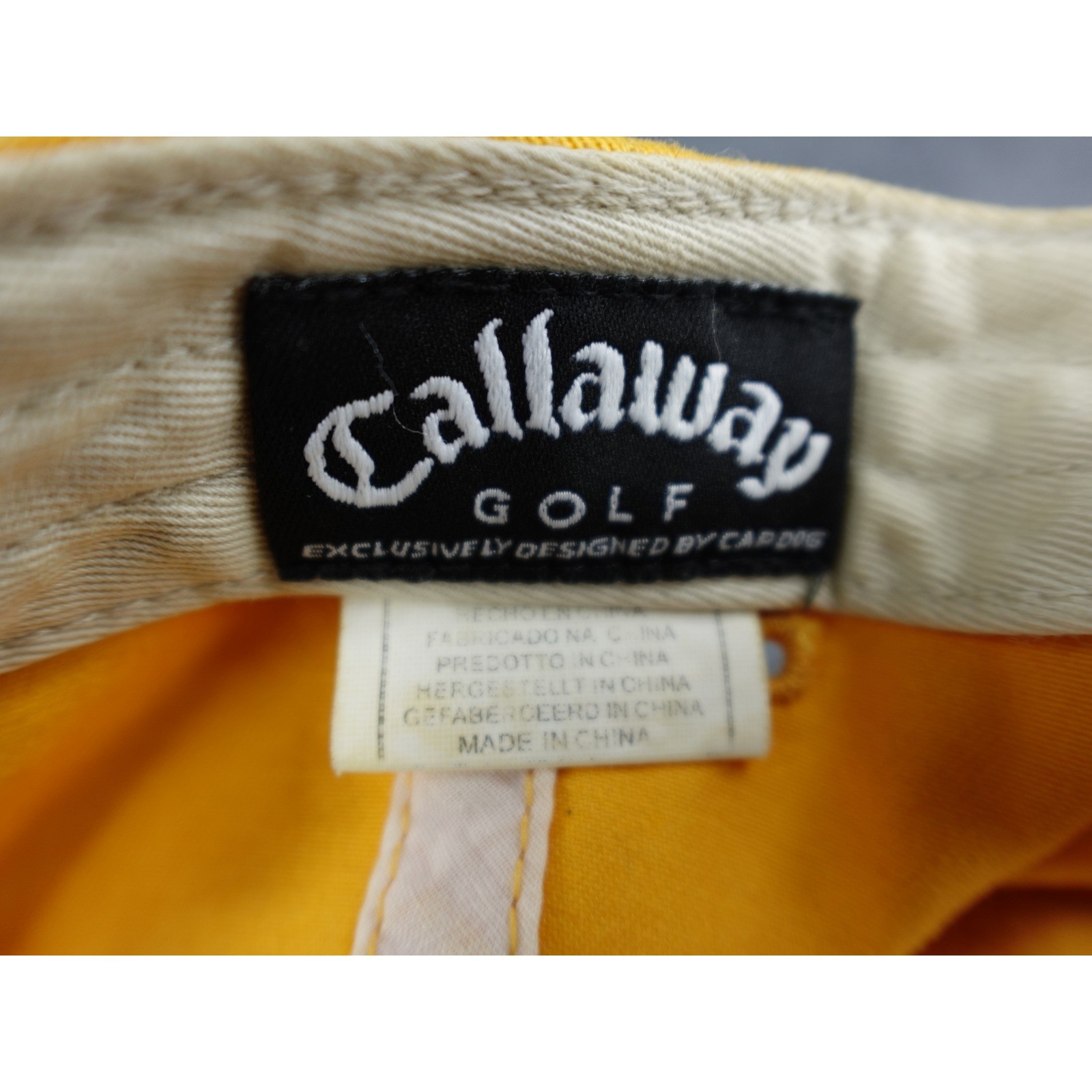 Callaway Golf Hat Yellow Embroidered Logo Adjustable Strap Baseball Cap