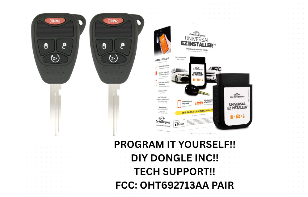 DIY BUNDLE PAIR  2007 - 2017 Jeep Wrangler Key Fob  OHT692713AA TOOL INCLUDED!!