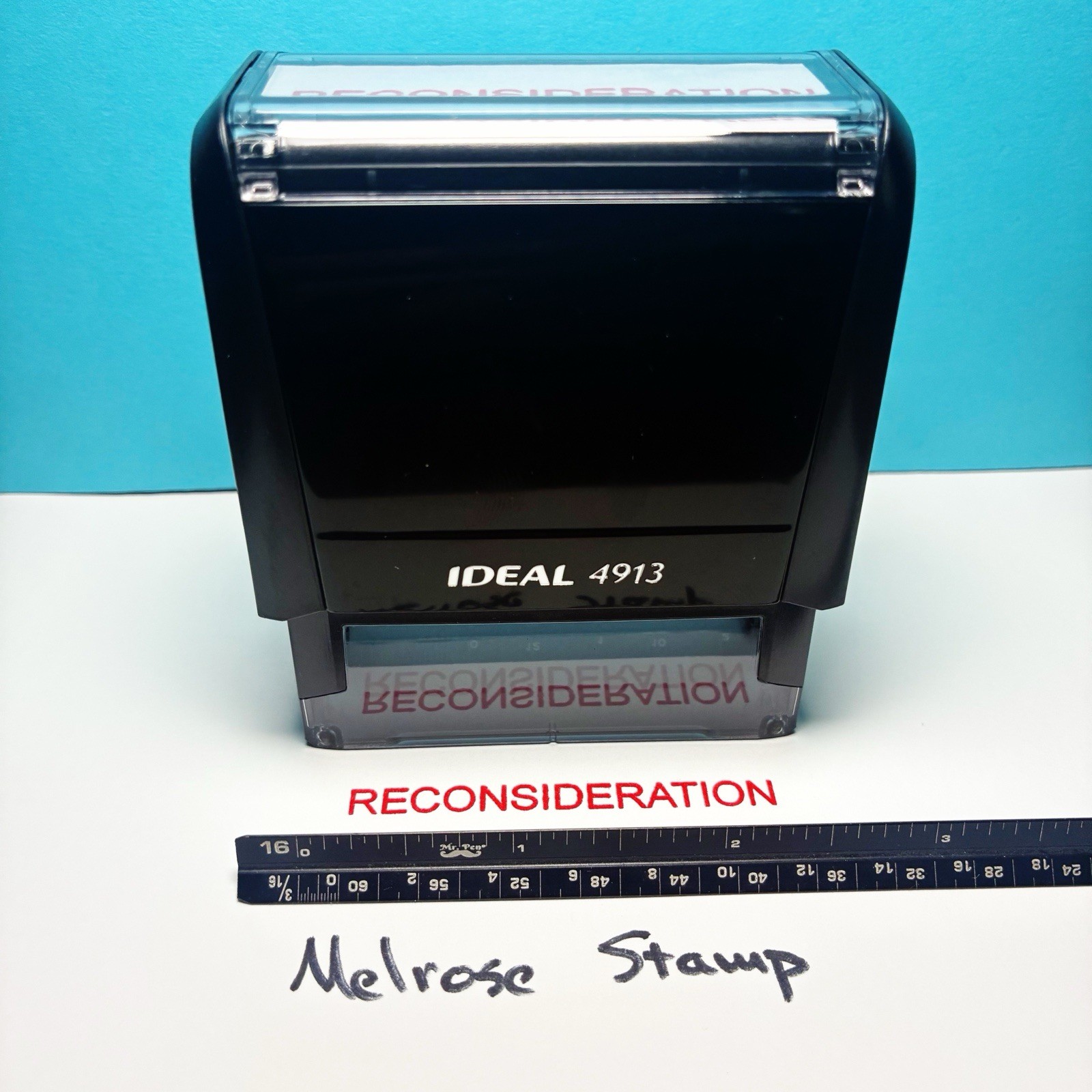 Reconsideration Rubber Stamp Red Ink Self Inking Ideal 4913