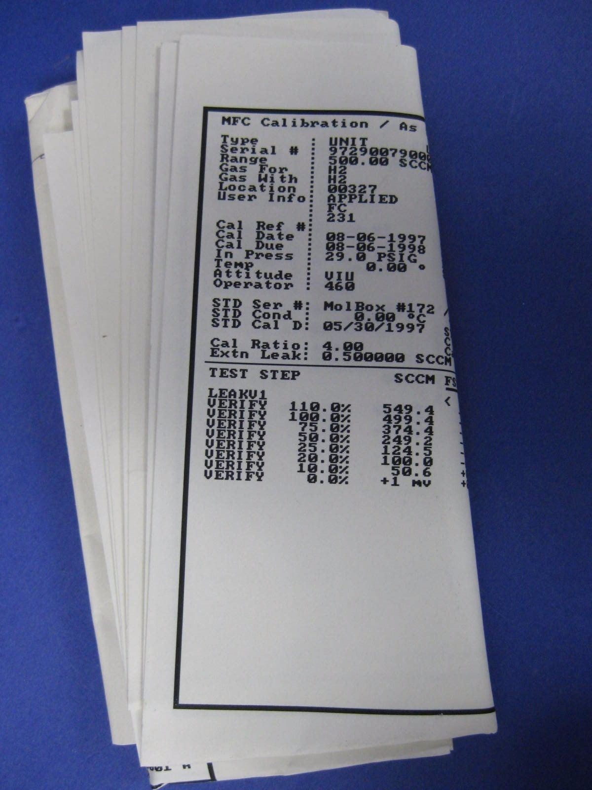 Unit UFC-1400N Mass Flow Controller, H2, 500 SCCM, 15 Pin D-Connector, Refurb