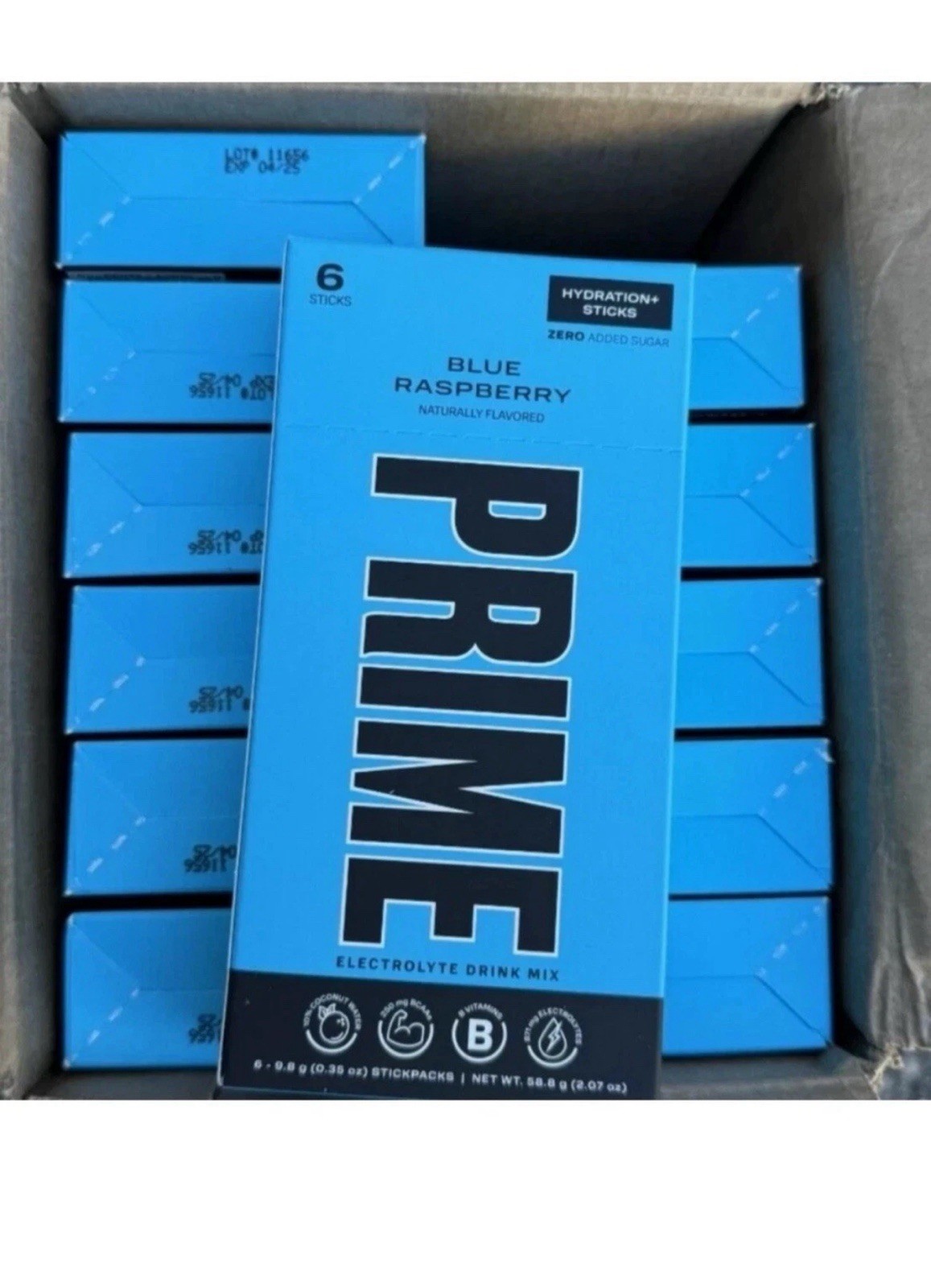Prime Hydration + Sticks Blue Raspberry 72 Sticks Total Lot of 12 check BB!
