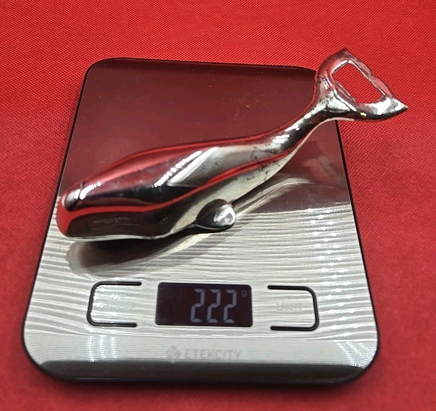 Vintage Silver Whale Bottle Opener by Comoy's of London - Japan c1960s 6.5" in