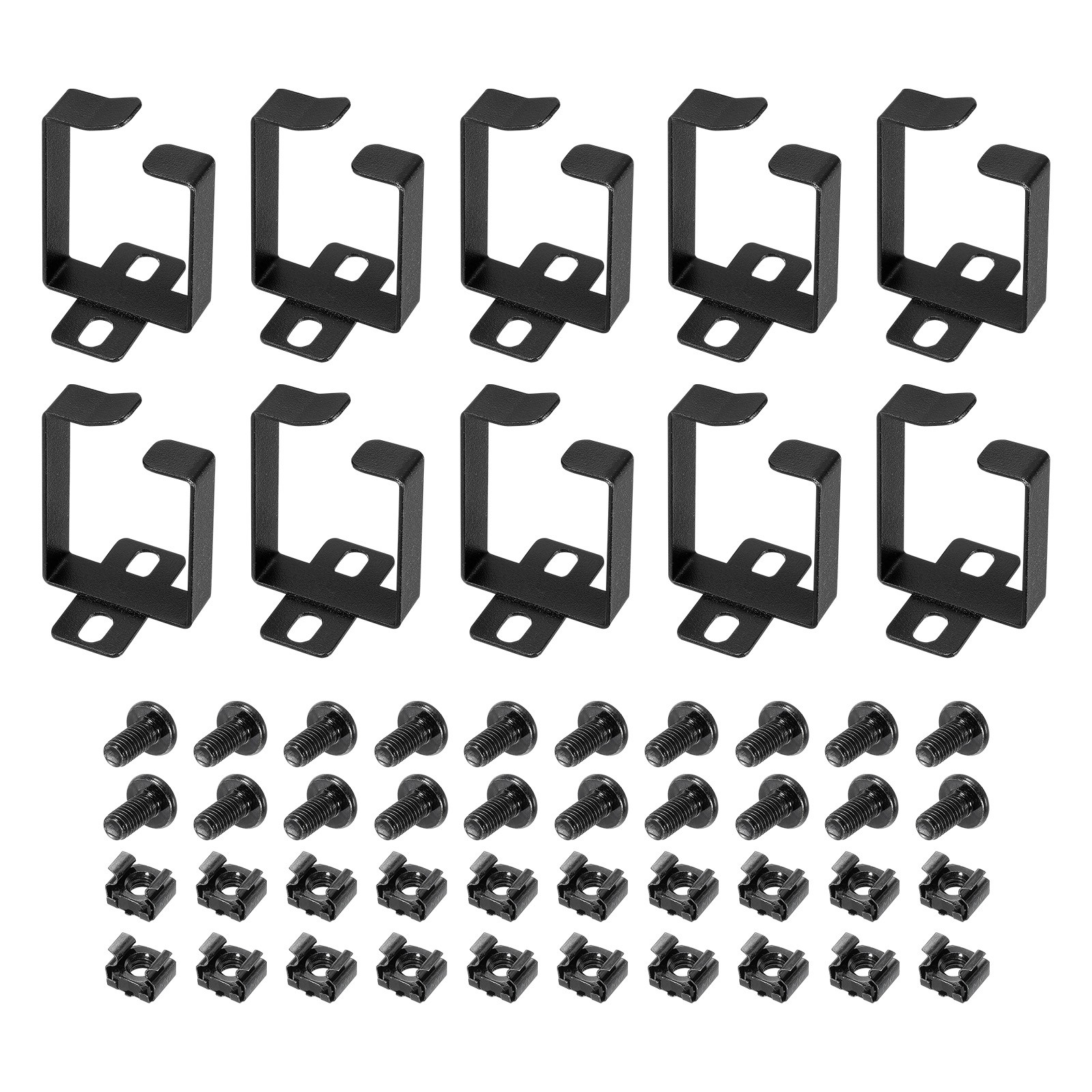Server Rack Cable Management D Ring Hook Bracket Organizer Black Color/10 Set
