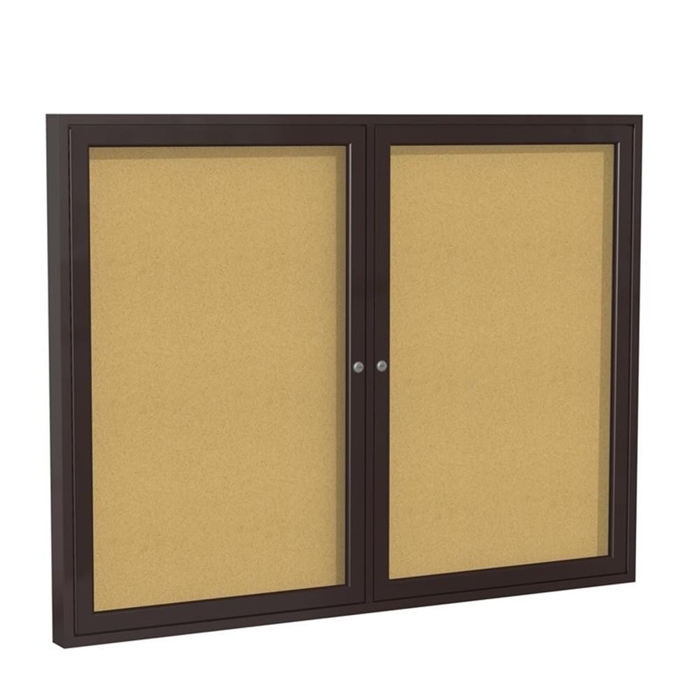 Ghent's Wood 36" x 60" 2 Door Enclosed Bulletin Board in Natural