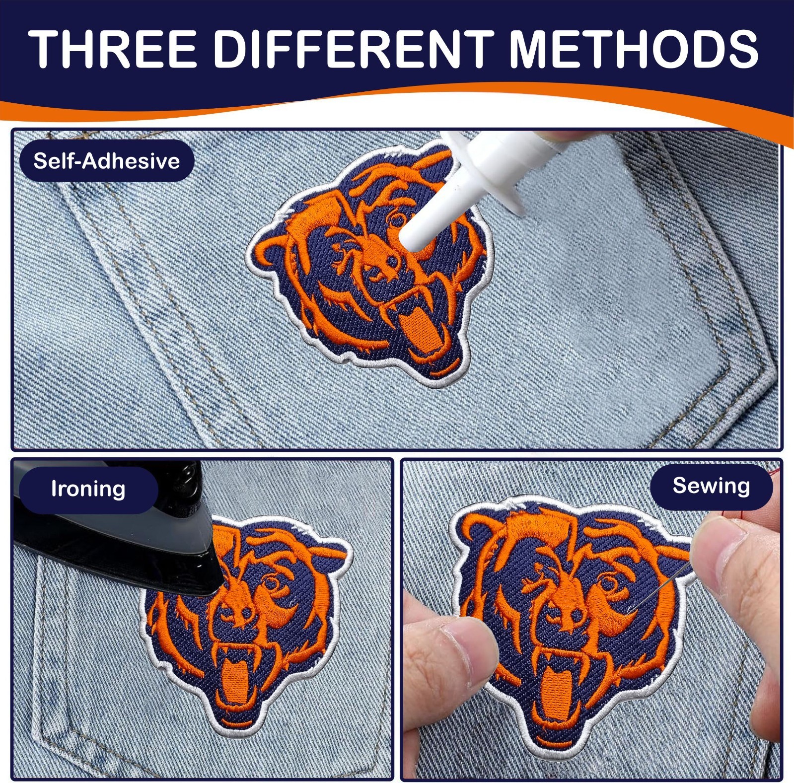 Chicago Bears NFL Team Logo Iron On Patch - Sew Patch - Embroidered Patch