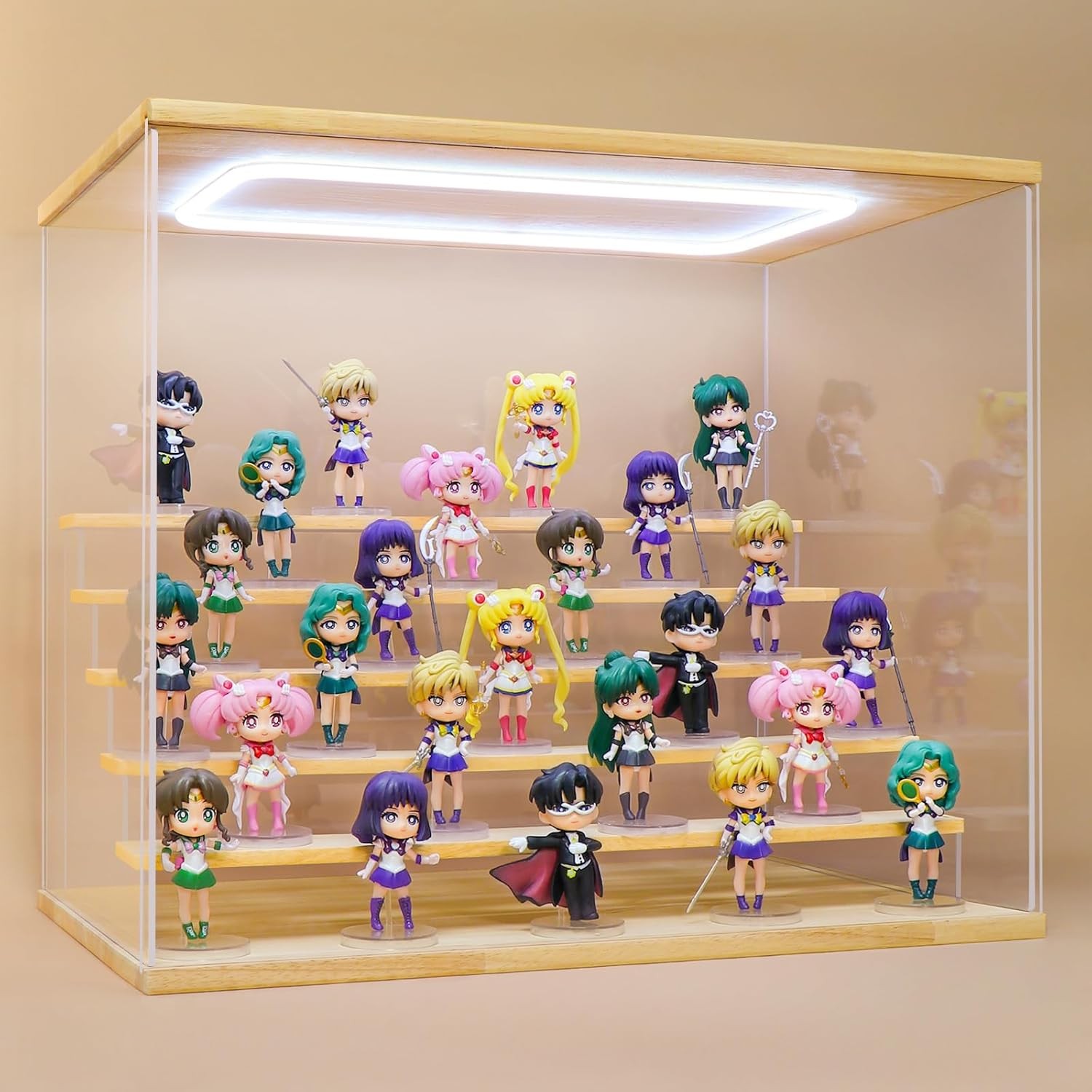 Clear Acrylic Display Case for Figure with Led Light, 6 Tier Display #R050