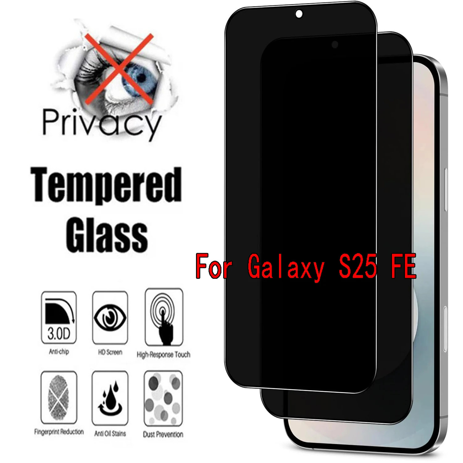 Samsung Galaxy S25 FE 5G Anti-Spy Privacy Tempered Glass Cover Screen Protector
