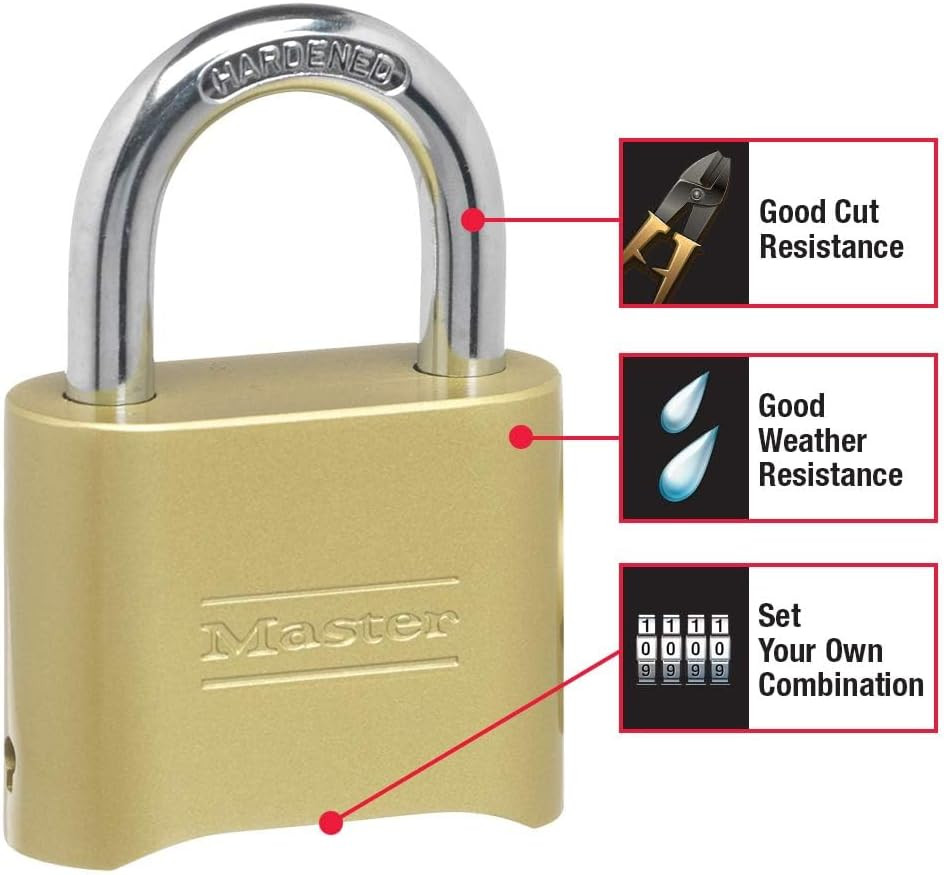 Brass Combination Padlock for Indoor and Outdoor Use with Resettable Combinat...