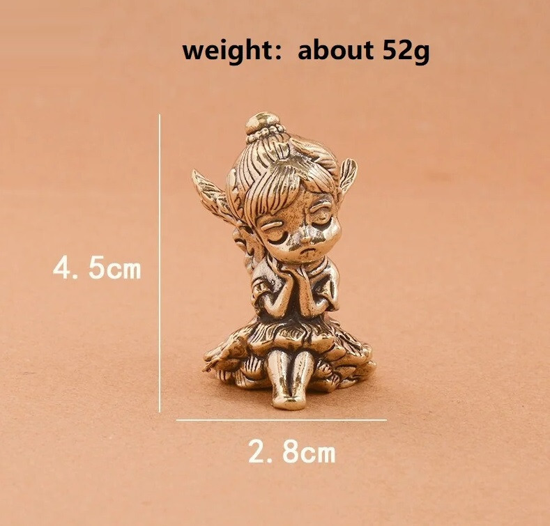 Brass Angel Figurine Small Animal Statue Table Office Home Decoration Toy Gifts