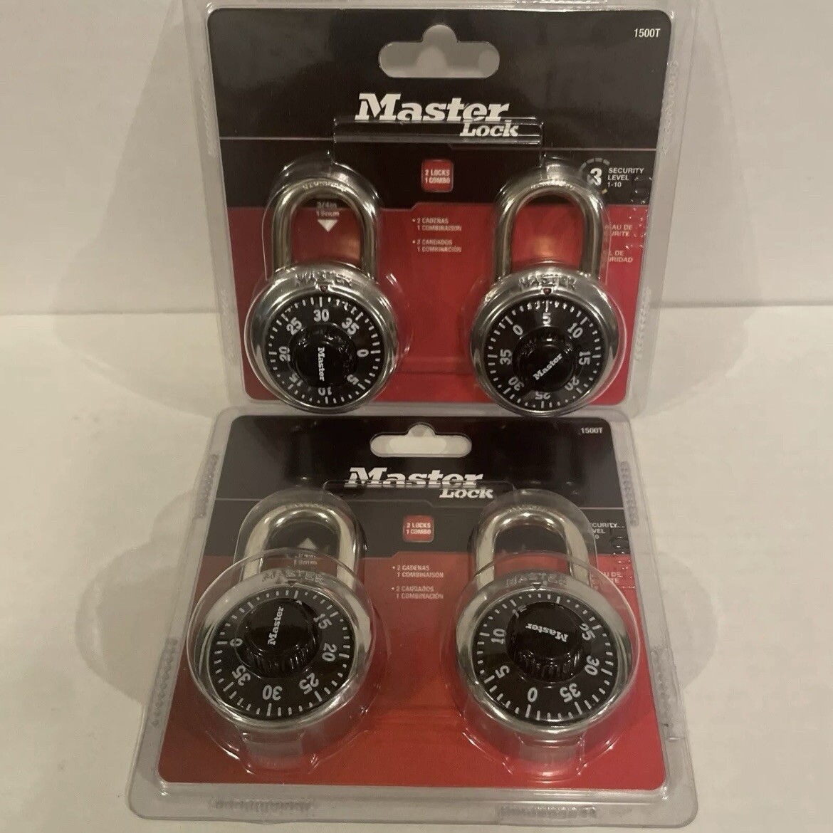 NEW Master Lock 2-Pack Combination Locks 1500T - 4 LOCKS TOTAL - SHIPS TODAY