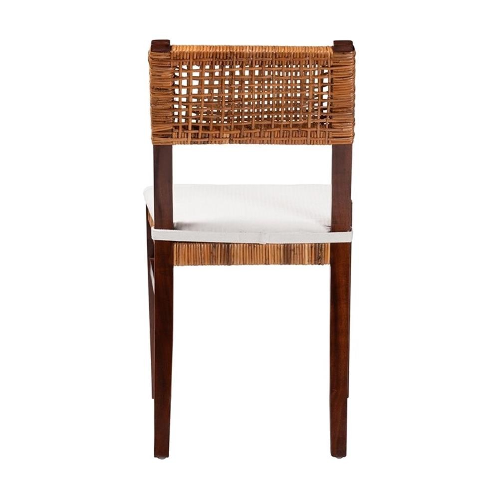 Bowery Hill Bohemian Light Honey Rattan and Dark Brown Wood Dining Chair