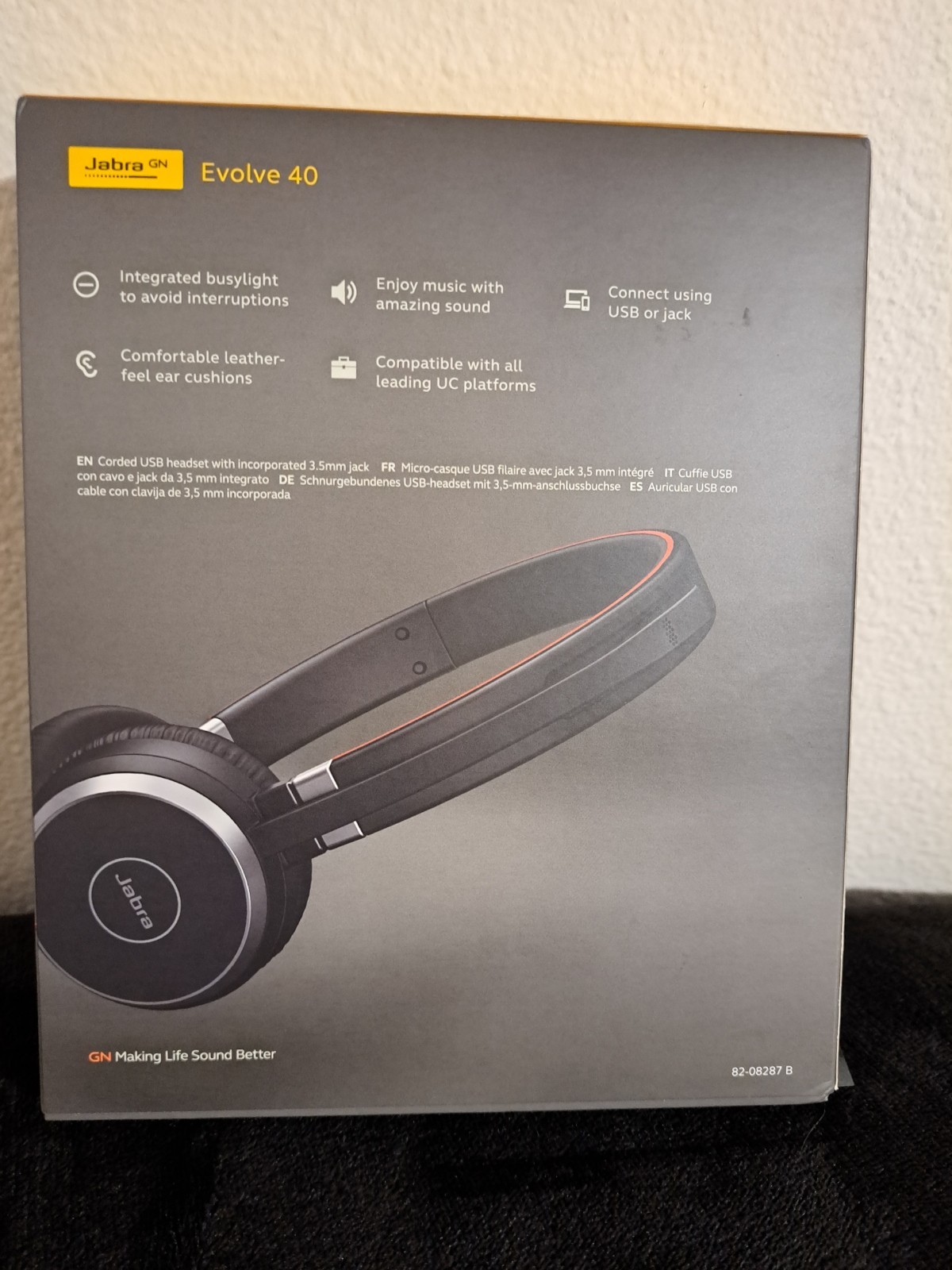 Jabra Evolve 40 ENC010 USB Headset w/ Inline Control Noise Cancelling Mic & Case