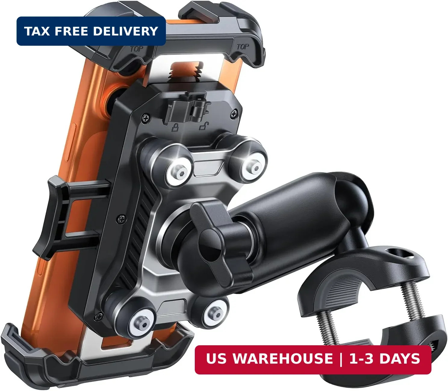 JOYROOM Motorcycle Phone Mount Holder - [Dual Vibration Dampener]150mph Anti-Sho