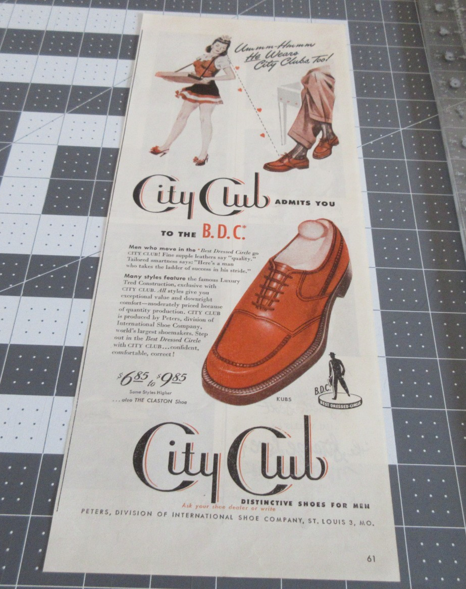 1946 City Club Kub Shoes BDC Best Dressed Circle Vintage Print Ad 👞