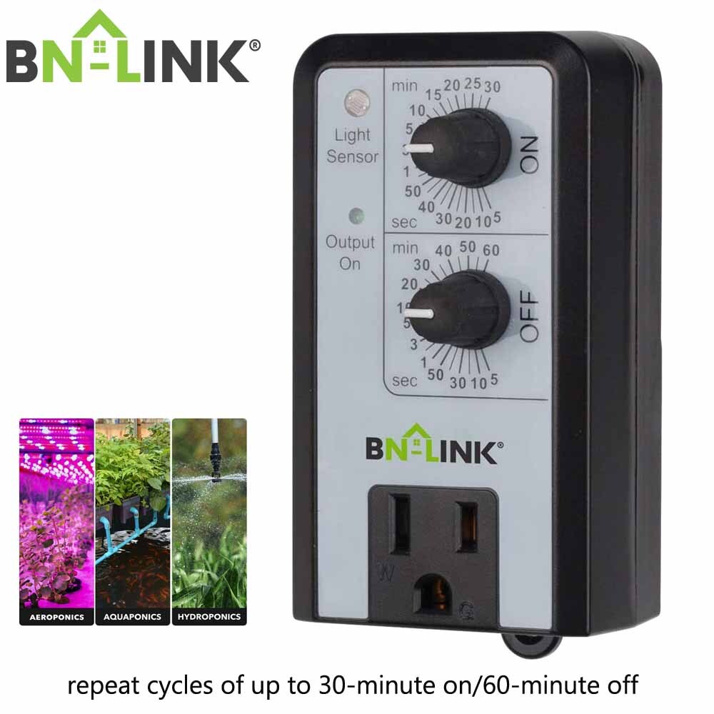 BN-LINK Mechanical Timer Repeatable W/ Light Sensor 24H ON OFF For Hydroponics