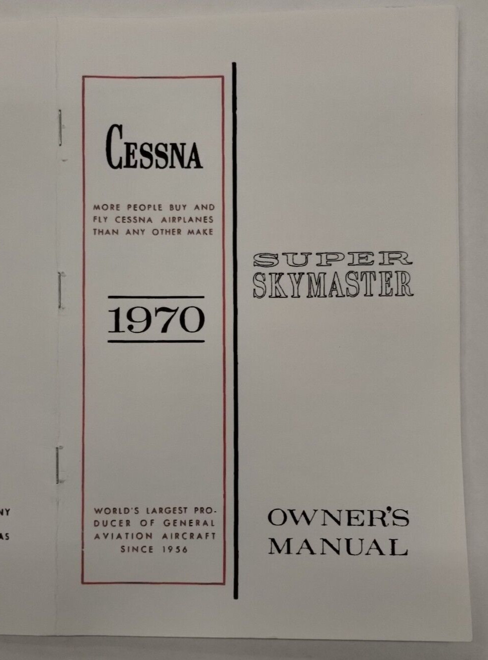 Cessna 1970 Model 337E Super Skymaster Owner's Manual-Reproduction